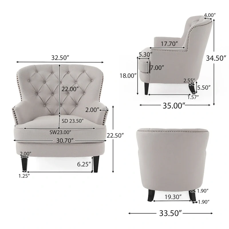 Tafton Tufted Club Chair with Ottoman by Christopher Knight Home