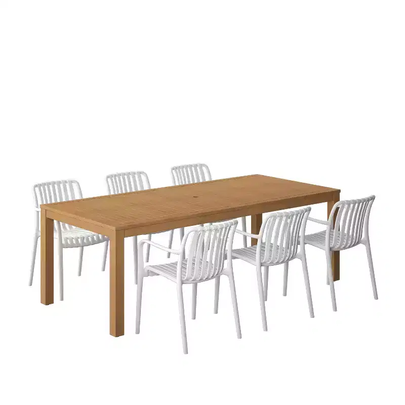 Amazonia Beijo 7pc Rectangular Outdoor Patio Dining Set White