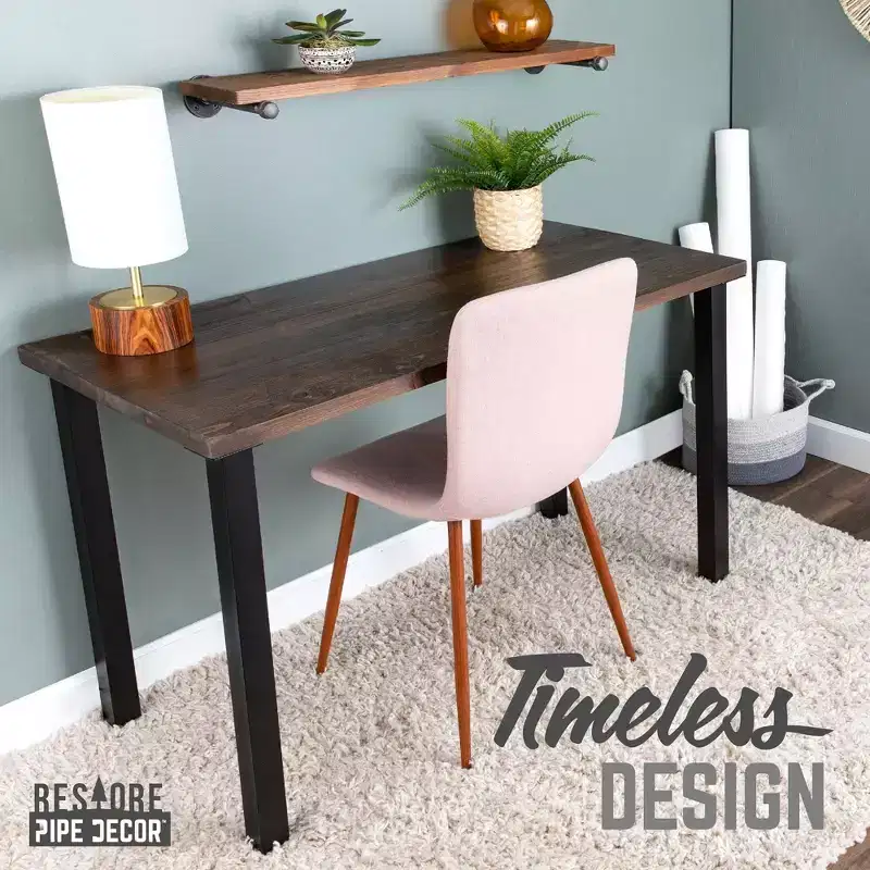 Black Solid Wood Desk with 28 in. High-Rise Legs