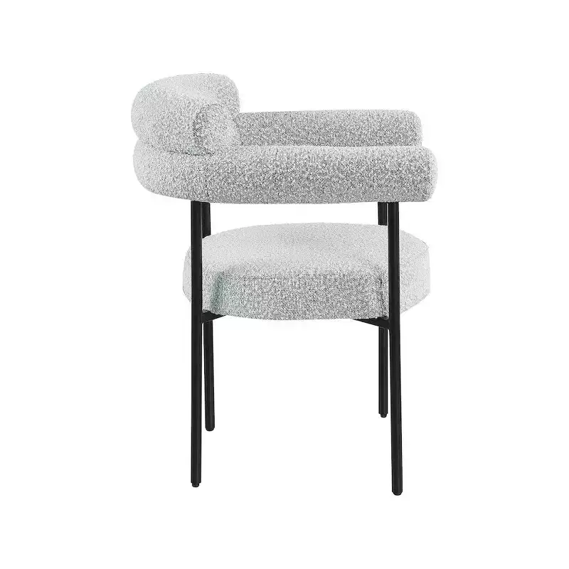 Meridian Furniture,Blake Grey Boucle Fabric Dining Chair, Set of 2