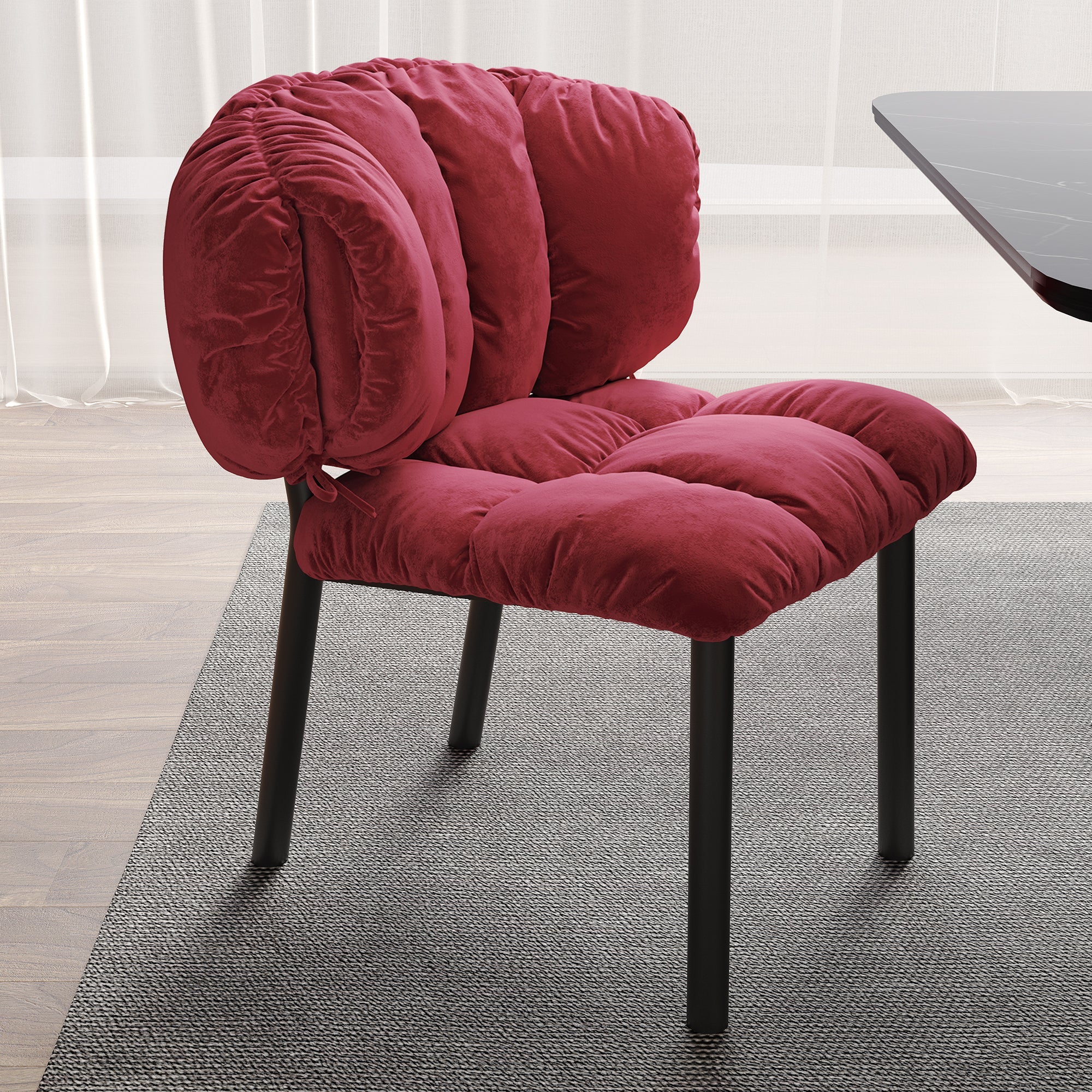 Velvet Dining Side Chair, Set of 1, Red and Green