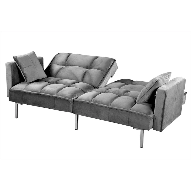 Bernal 75.6W Velvet Futon Sofa Bed Sleeper