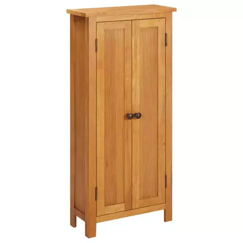 Storage Cabinet Light Oak Solid Oak Wood, MDF Veneer Medium
