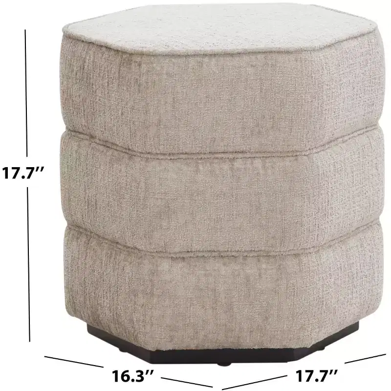 Rosaria Chenille Hexagon Ottoman — Wood Frame, Polyester, Polyurethane Foam