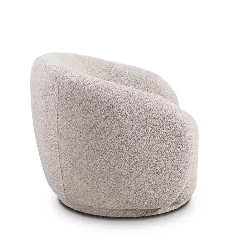 Swivel Accent Chair,Upholstered Modern Round Accent Arm Chairs,360 Swivel Single Sofa Armchair for Living Room and Bedroom,Beige Boucle