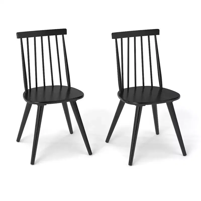 Costway Windsor Dining Chairs Set of 2/4 w/Rubber Wood Frame High Spindle Back for Home