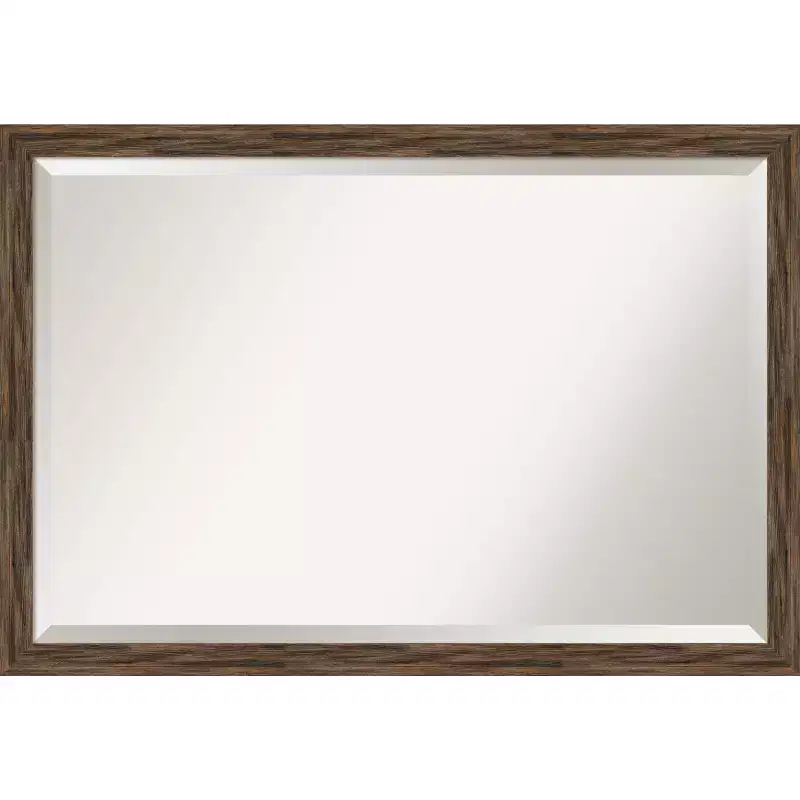 39" x 27" Regis Barnwood Narrow Framed Bathroom Vanity Wall Mirror Light Brown - Amanti Art: Beveled, Wall-Mounted