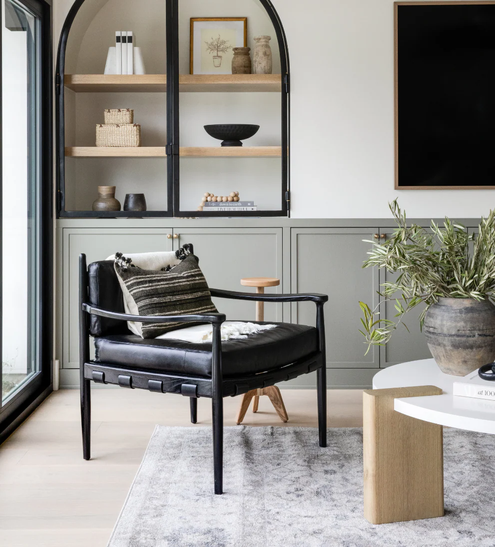 Lounge Chair - Add a touch of modern masculinity with this stunning lounge chair. - Sungkai black wood is belted with leather straps and gold