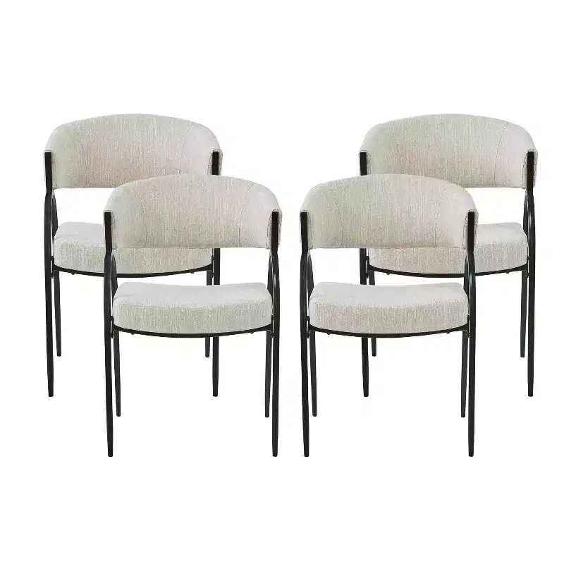 Christopher Knight Home Silas Upholstered Armrest Dining Chairs with Metal Legs (Set of 4)