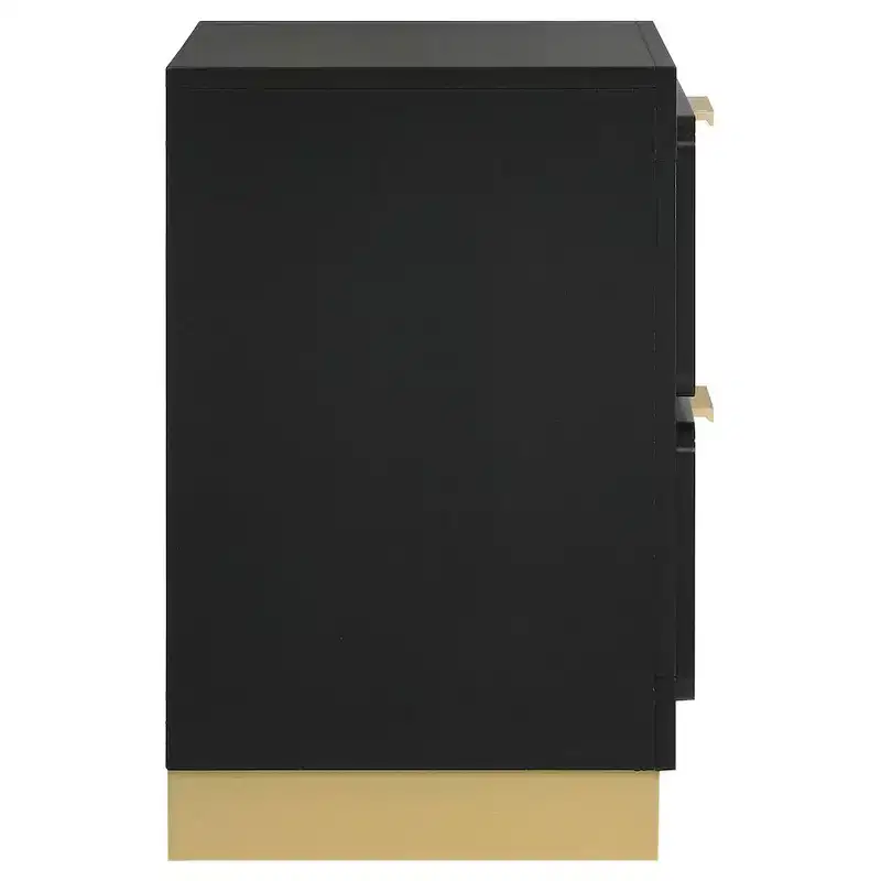 Black & Gold 2-Drawer Nightstand – Single