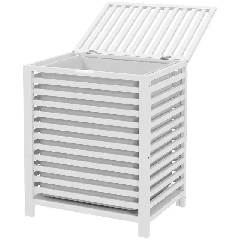 Bamboo Laundry Hamper with Lid & Removable Liner Bag – Coffee, 55L Capacity