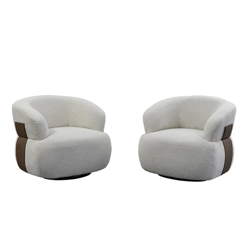Kieon 33W 360 Swivel Modern Barrel Chair Accent Chair Set of 2