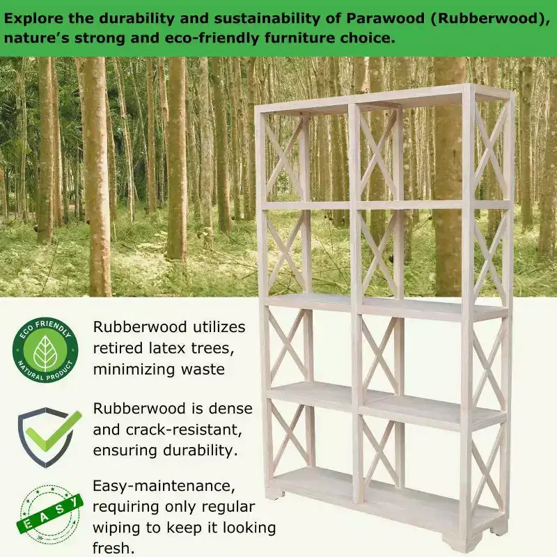 71.9" 8 Shelf Room Divider Unfinished - International Concepts: Farmhouse Style Bookcase, Hardwood Frame
