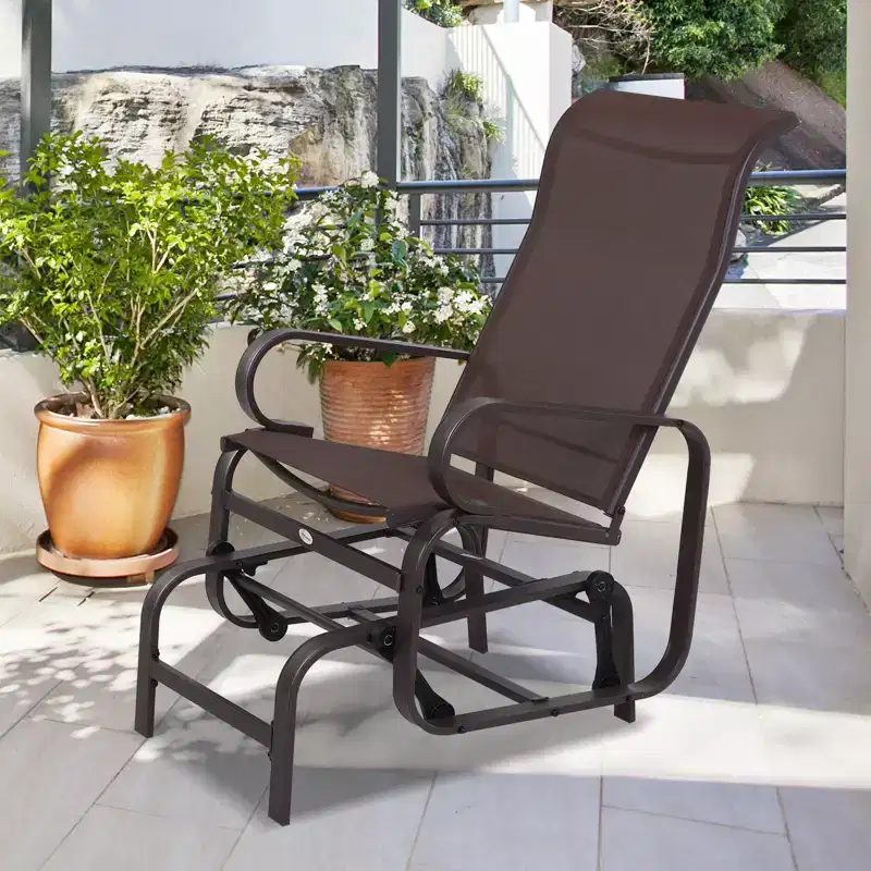 Gliding Lounger Chair, Single Rocker with Lightweight Metal & Mesh Construction