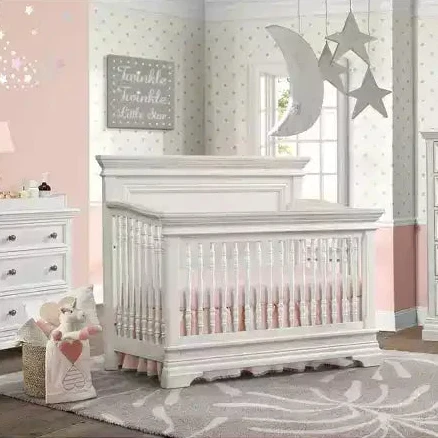 Flat Top Convertible Crib - Brushed White