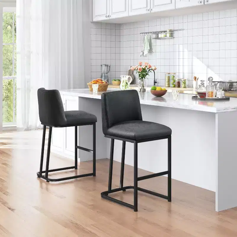 Yaheetech Set of 2 Modern Upholstered Bar Stools for Kitchen Dining