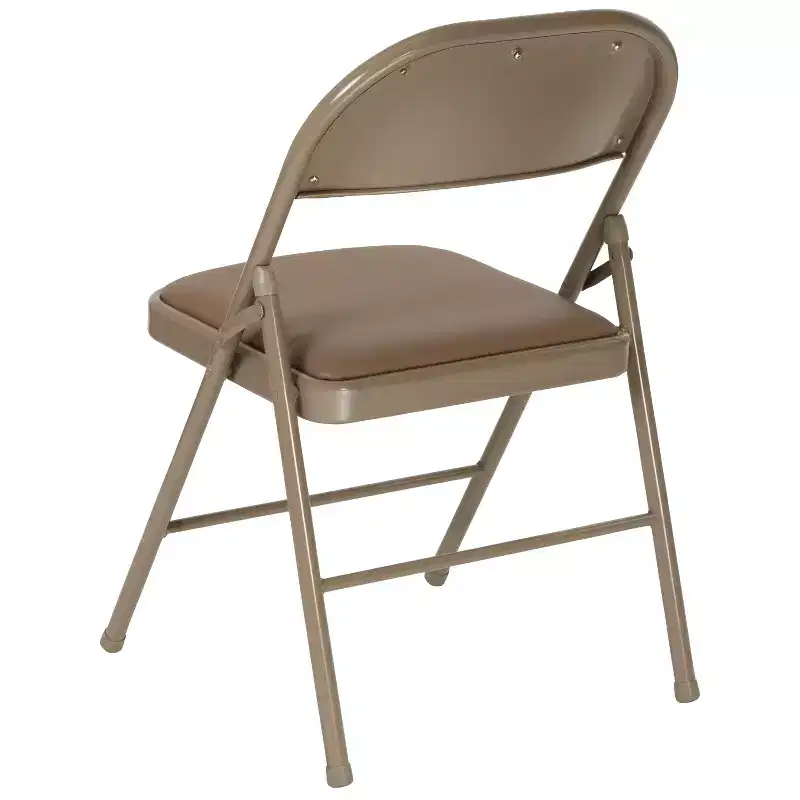 Beige / Gray Padded Vinyl Folding Chair – Set of 2