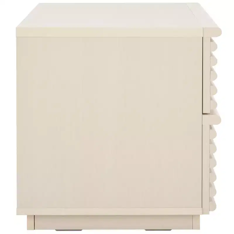 2-Drawer Nightstand with Reeded Wood Detail & Tapered Legs, Walnut Finish