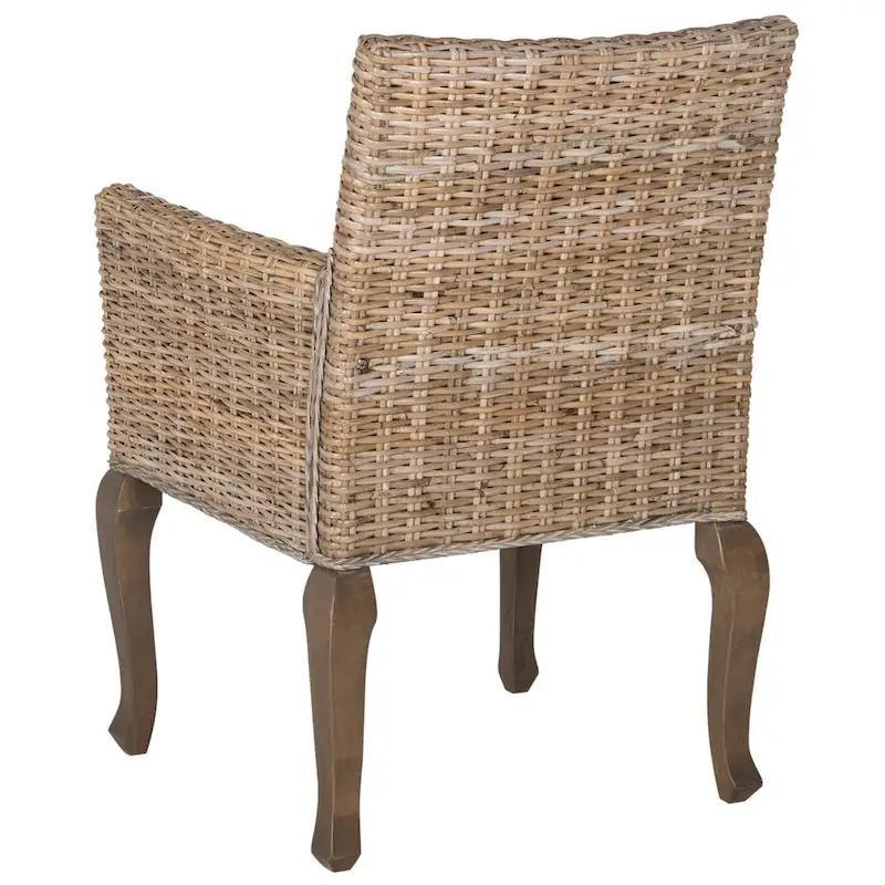 Rattan Woven Dining Chair with Arms, Set of 2