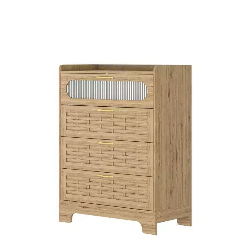 Farmhouse Vertical Dresser with 4 Drawers and Gold Handles, 41.34
