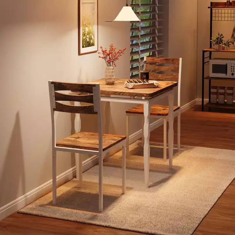 Dining Table for 2, 3-Piece Compact Dining Table and Chairs, Ergonomic Comfortable Seating, Ideal for Small Spaces, Kitchens, Apartments