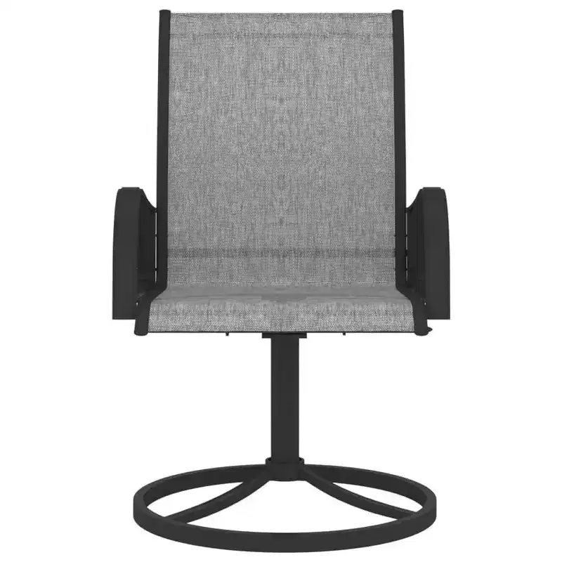 vidaXL 2x Garden Swivel Chairs Textilene and Steel Lounge Seat Gray/Brown