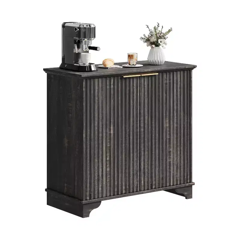 Farmhouse Storage with Fluted Doors Coffee Bar Cabinet , Adjustable Shelves, for , Dining Room, Living Room .t