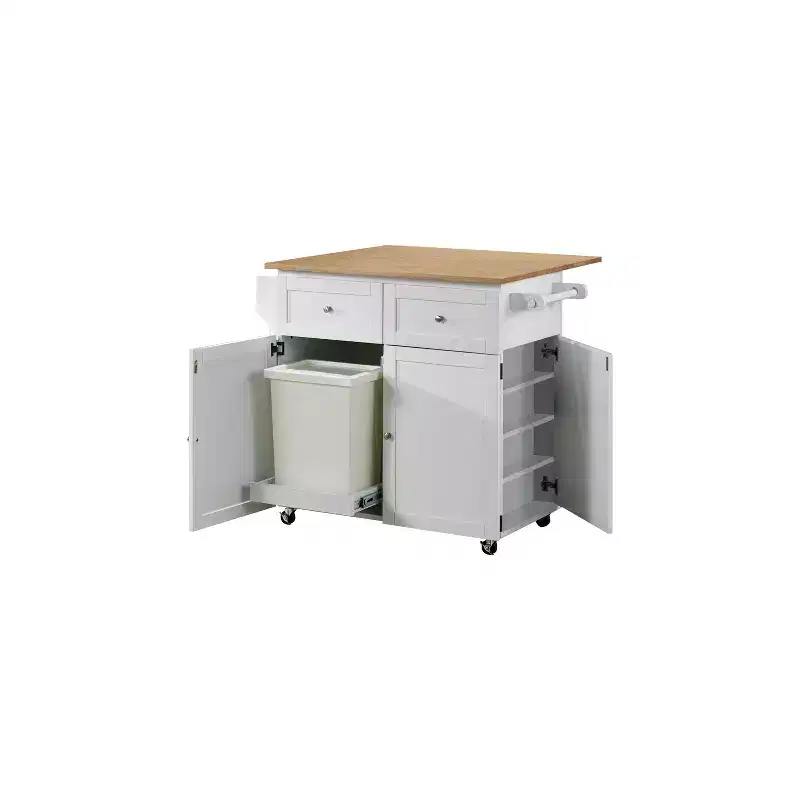 HomeStock 36 in.H Wood Kitchen Carts with 3 Doors and 1 Shelf