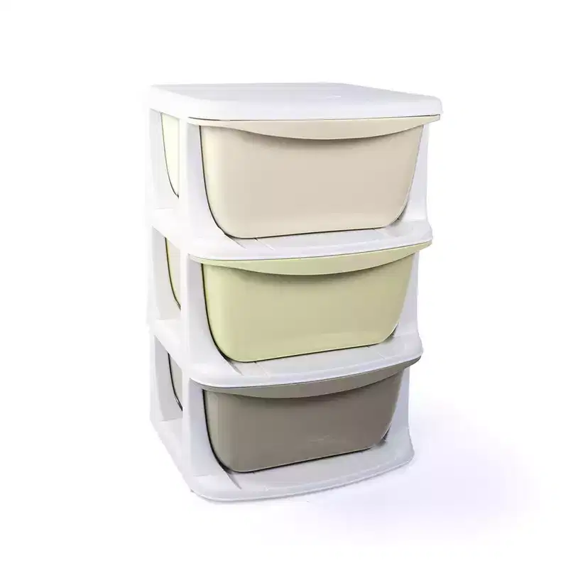 Kids 3-Tier Plastic Storage Unit with Drawers, Toy Organizer
