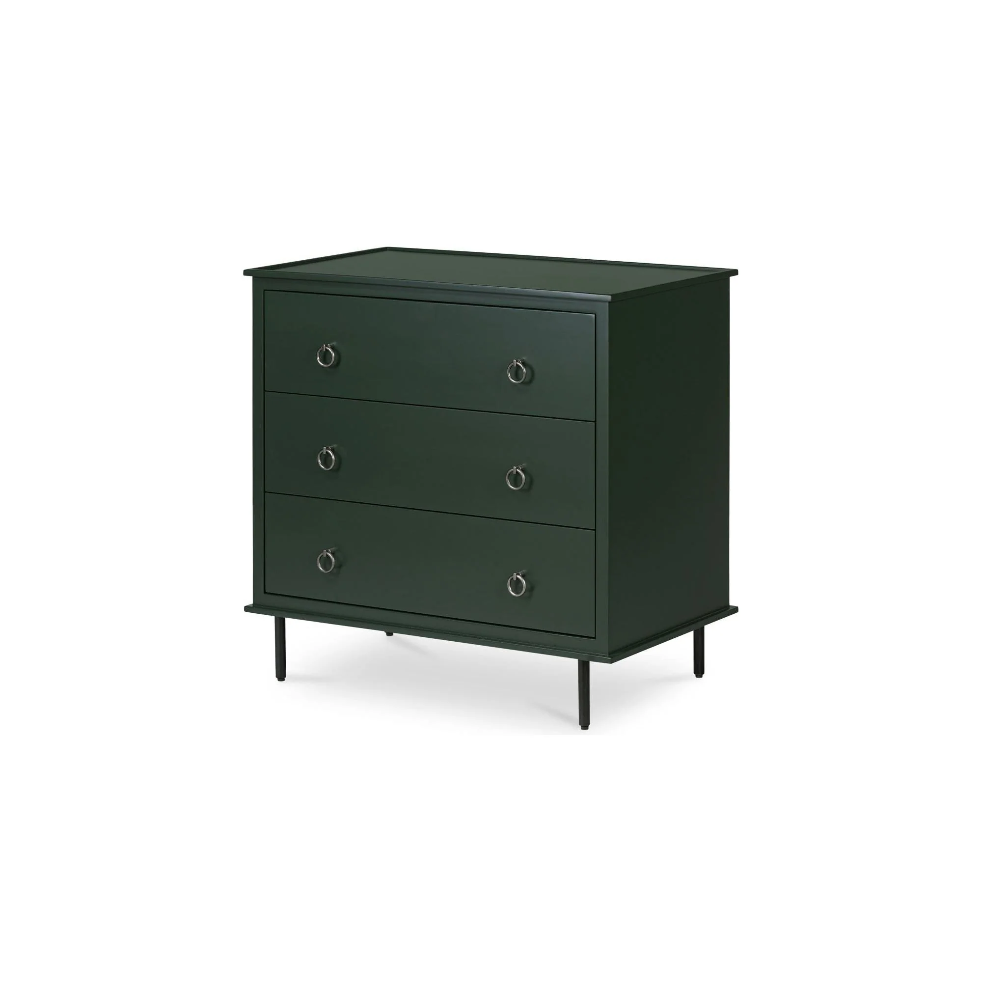 Industrial MDF & Acacia 3-Drawer Nightstand with Black Iron Legs & Knock-Style Handles for Bedroom