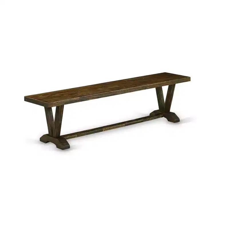 Modern Dining Table Bench with Wood Seat, 72x15x18 Inch, Espresso Finish
