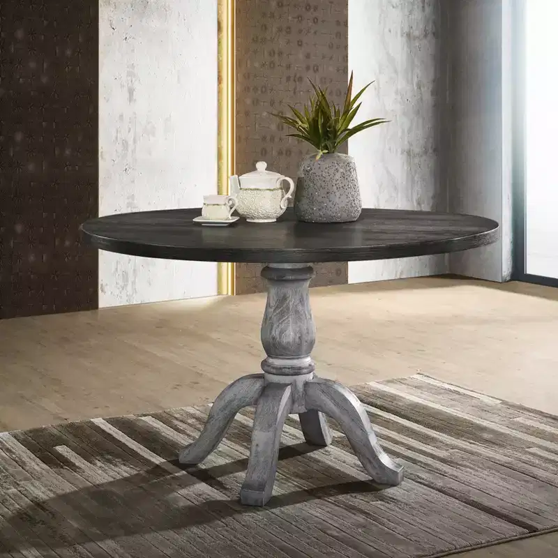 Farmhouse 47 Round Pedestal Wood Dining Table