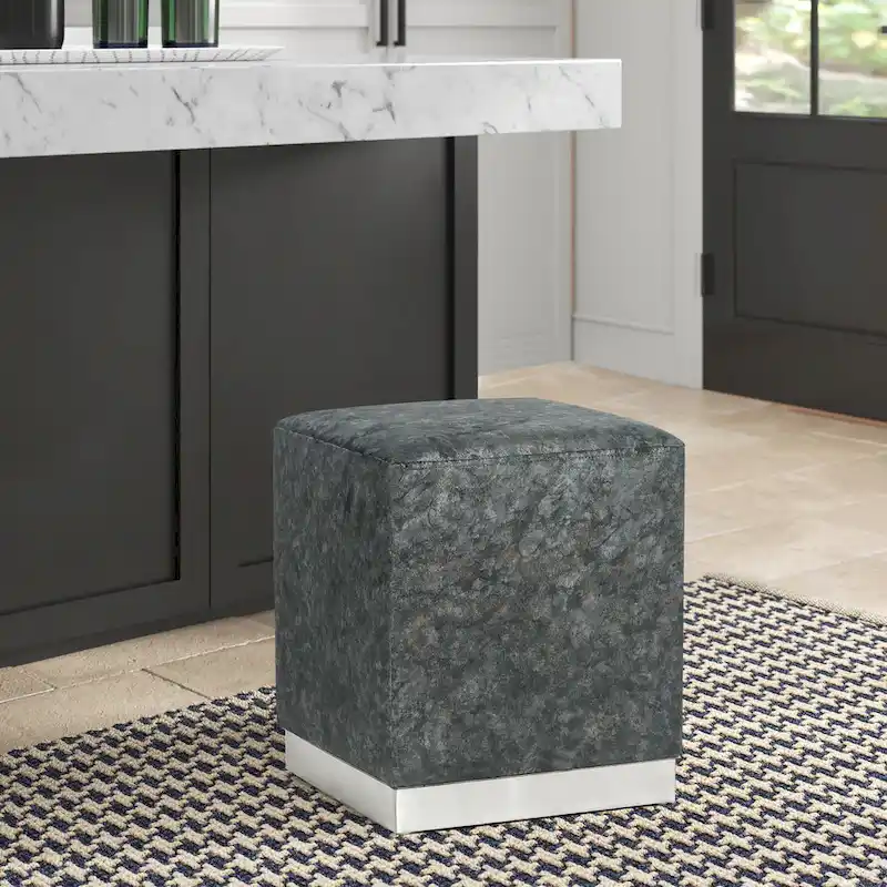 Ottoman Footrest Vanity Stool with Gold Trim