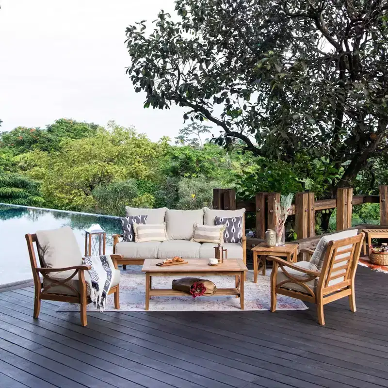 Sonoma Lane Alamo 5pc Teak Outdoor Conversation Set with Zippered Cushions