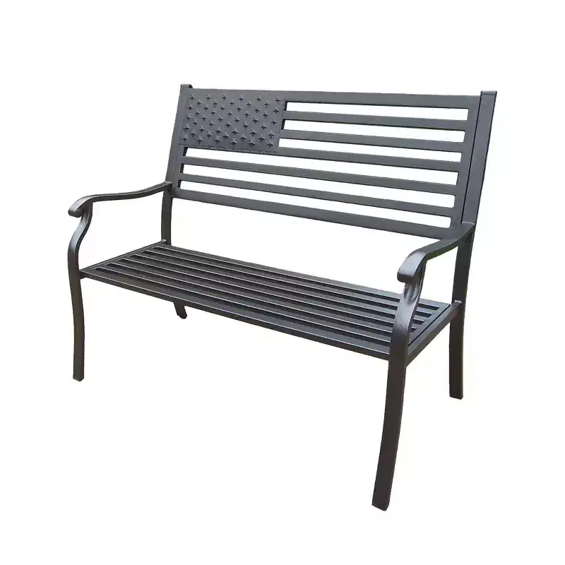 American Pride Outdoor Bench - Bronze - Oakland Living: Weather-Resistant Steel, Patio Seating