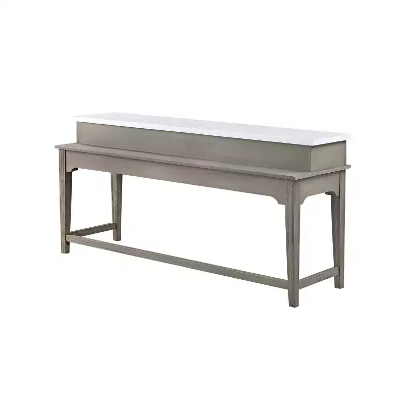 Acme Furniture 76" Wandella Marble Top Dining Table Set with Storage and Nailhead Stools