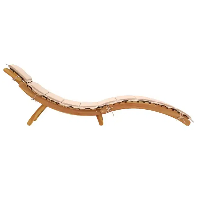 vidaXL Sunlounger Set of 2 Beige Solid Acacia wood Foldable Sunlounger
