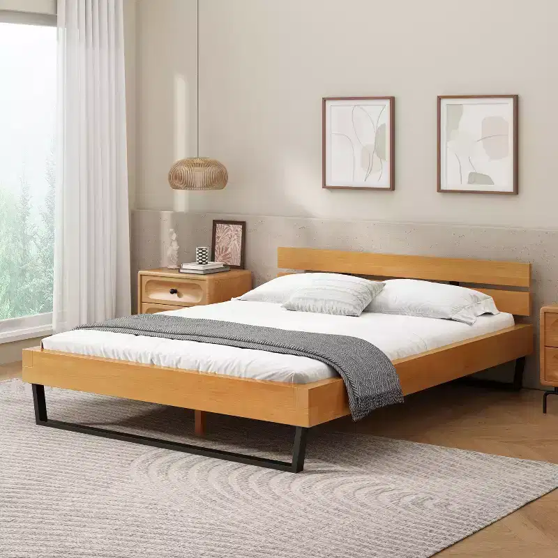 Pine & Iron Platform Bed Frame with Headboard Queen/King