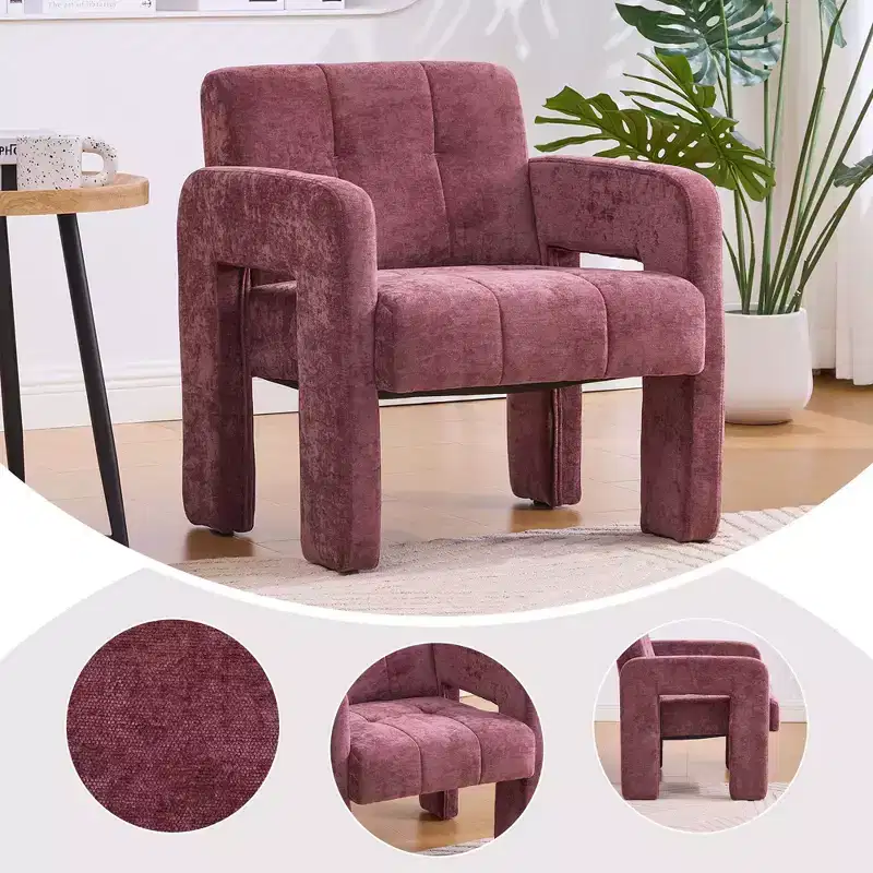TUYOHW Modern Accent Armchair,Chenille Upholstered Single Sofa Chair with Padded Armrests,Lounge Chair Living Room,Bedroom,Office,500 lbs Capacity