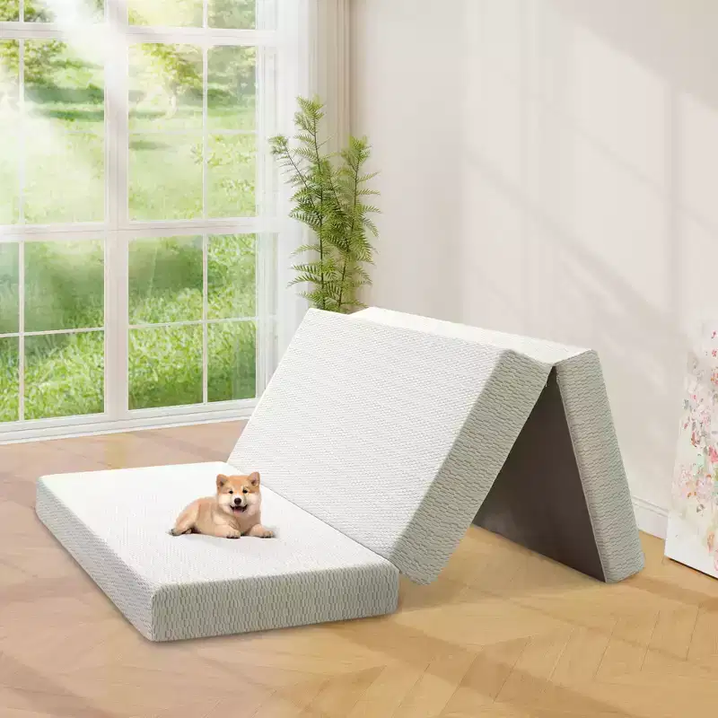 6 Thick Tri-fold Mattress Memory Foam Folding Mattress Firm Support Easy Fold with Storage Bag Portable Guest Bed,Camping,Travel,Pet