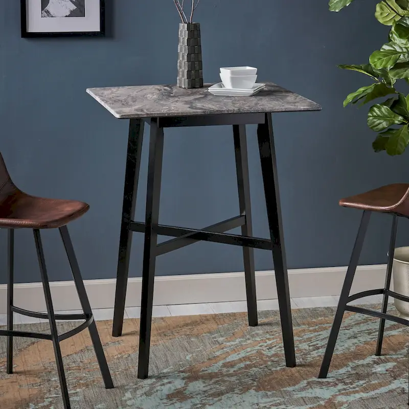 Modern Bar Height 42 Dining Table, Rubberwood Legs and Laminate Table Top