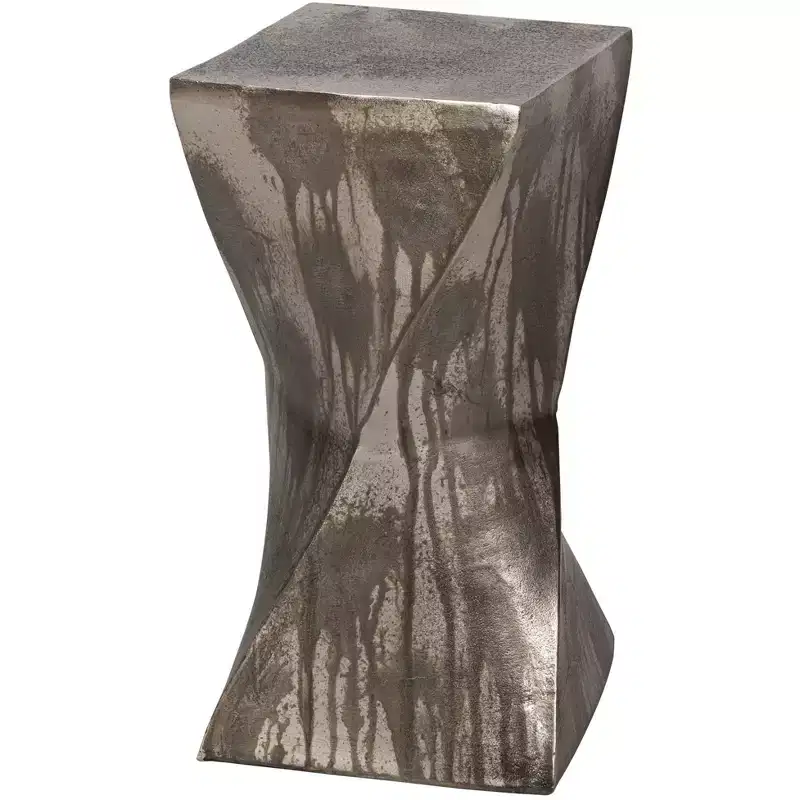 Uttermost Modern Aluminum Twisted Hourglass Accent Table 10 Wide Tarnished Silver for Living Room Bedroom Bedside Entryway House