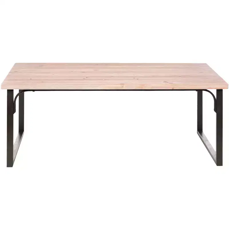 Coffee Table, Brown - Fir Wood with Iron Frame