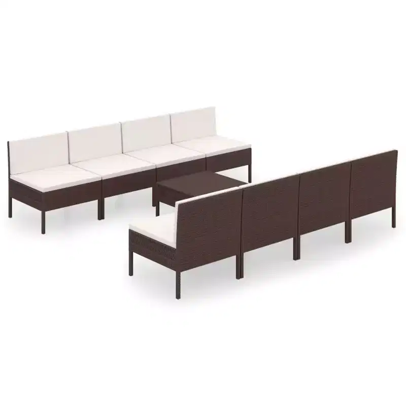 vidaXL Garden Lounge Set Patio Sectional Sofa Couch Outdoor Poly Rattan Brown
