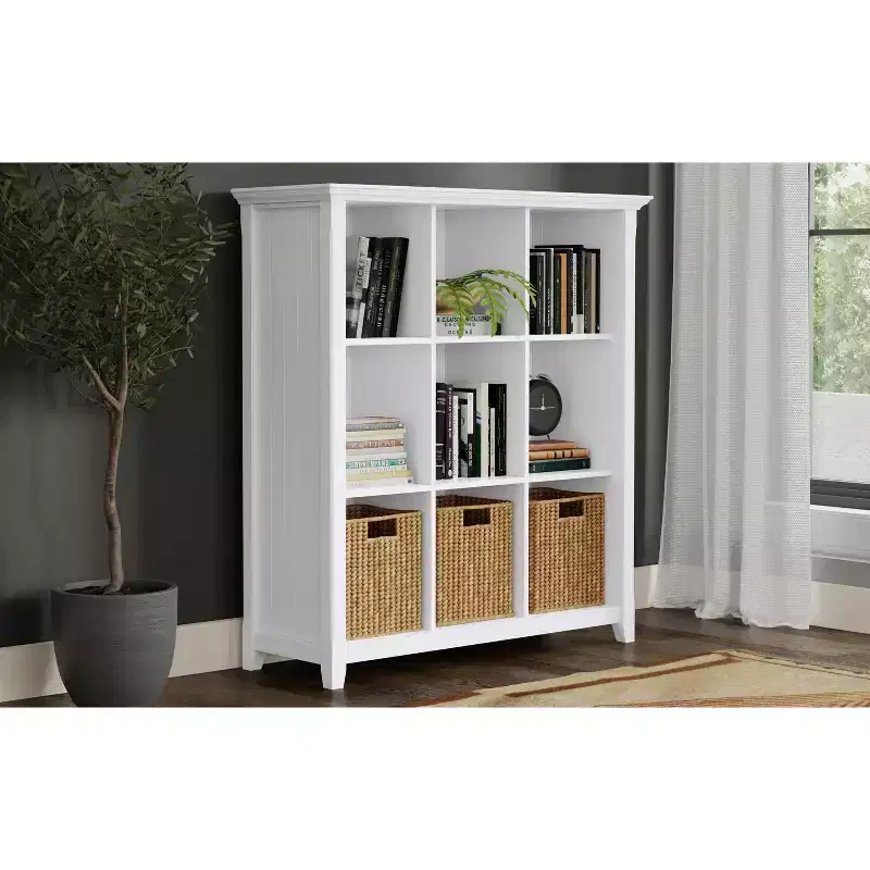 Normandy SOLID WOOD 48 inch x 44 inch Transitional 9 Cube Bookcase and Storage Unit