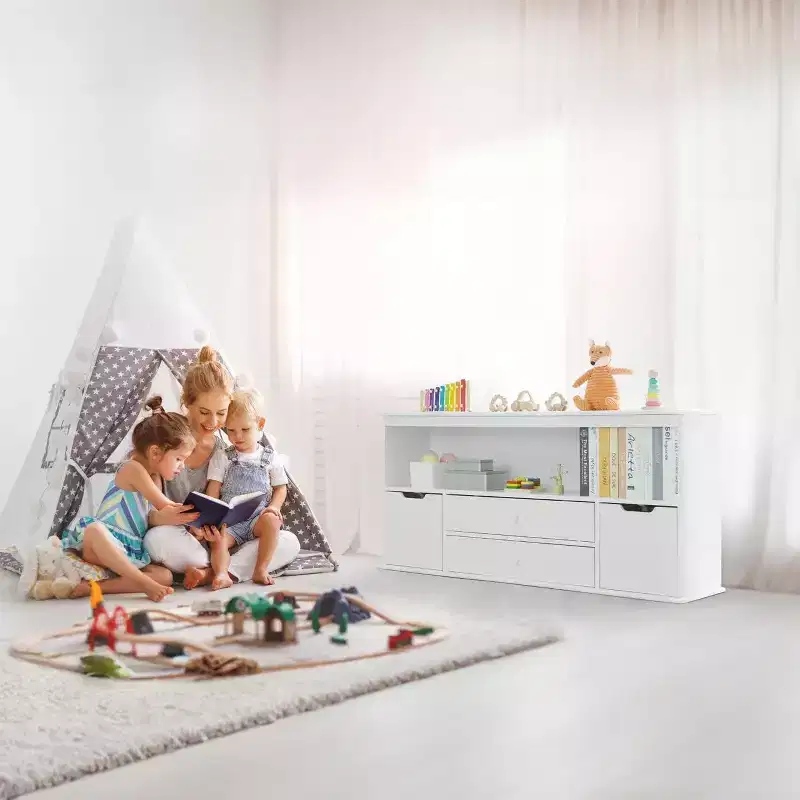 Toy Storage Organizer w/ 4 Drawers with Shelf for Kids Boys and Girls Playing