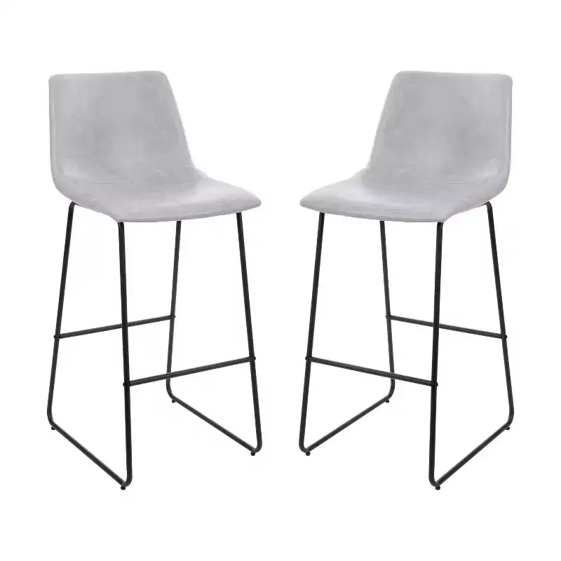 Merrick Lane 30 inch Faux Bar Height Bucket Seat Stools, Set of 2