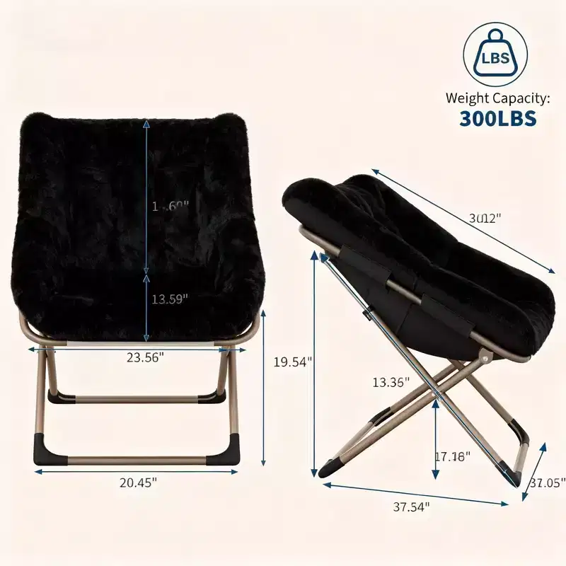 Comfy Saucer Chair, Soft Faux Fur Oversized Folding Accent Chair, Lounge Lazy Chair for Kids Teens Adults, Bedroom, Living Room, Dorm , X-Large