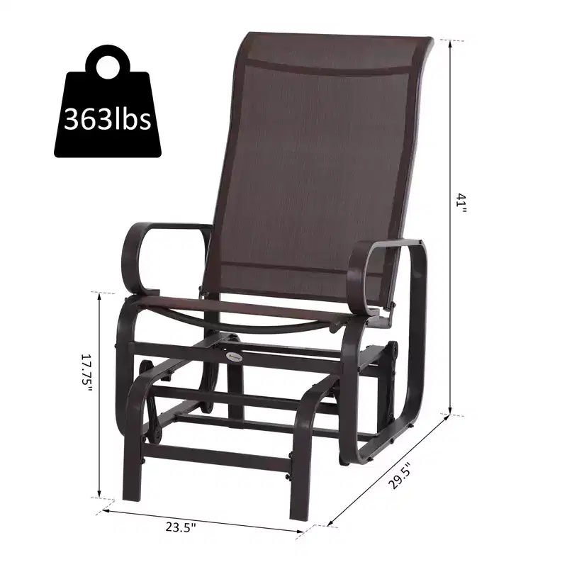 Gliding Lounger Chair, Single Rocker with Lightweight Metal & Mesh Construction