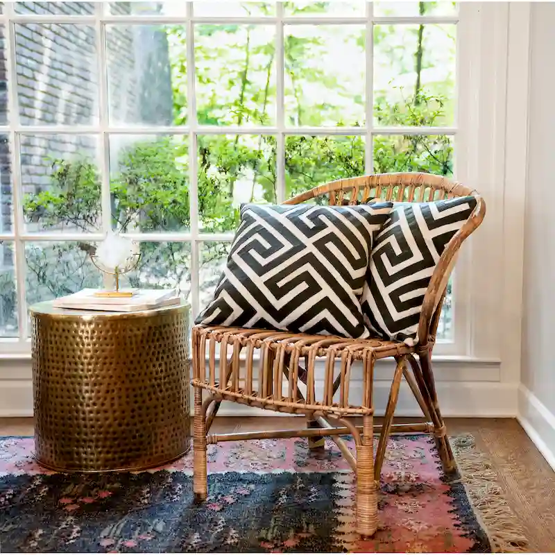 Brass Hammered Metal Drum Table with Lid